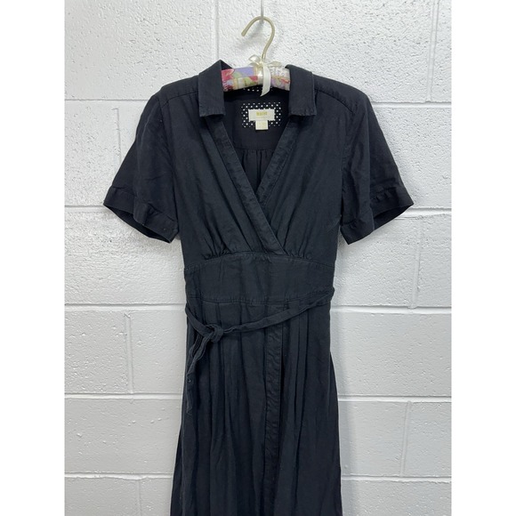 Anthropologie Dresses & Skirts - Anthropologie Maeve Size 6 Black Janae Maxi Shirt Long Dress‎ Lined Linen Blend